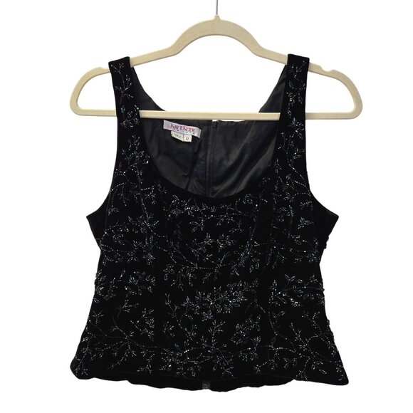 Kay Unger Silk Blend Velvet Beaded Special Occasion Top Size 12 - Picture 1 of 7